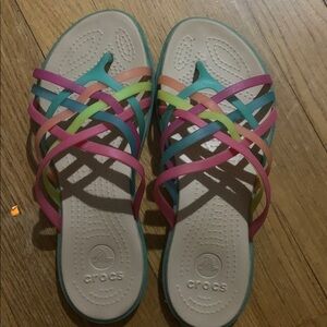 💜LIMITED EDITION💙 Rainbow Crocs Strappy Sandals